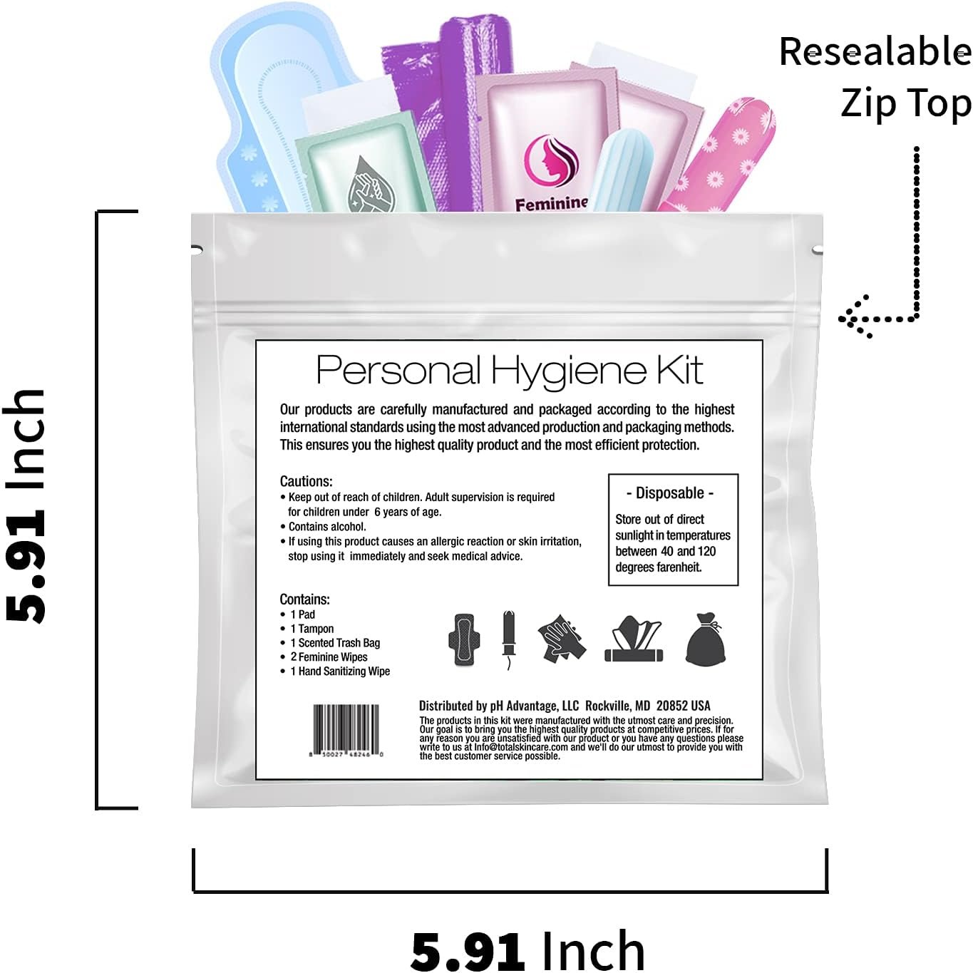Menstrual Kit All-in-One 10 Pack | Convenience on The Go | Period Kit Pack for Travelling, Tweens & Teenager | Individually Wrapped Feminine Hygiene Product (Butterflies) - Image 7