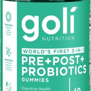 Goli Pre Pro Postbiotic Gummies – Worlds First 3-in-1 Formula with DE111 Probiotics, XOS Prebiotics, MCC1849 Postbiotics – Vegan, Non-GMO, Gluten-Free