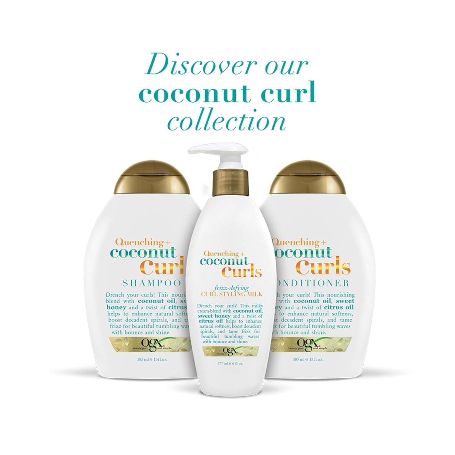 OGX Quenching + Coconut Curls Frizz-Defying Styling Milk, Nourishing Leave-In Hair Treatment with Coconut, Citrus Oil & Honey, Paraben-Free and Sulfated-Surfactants Free, 6 fl oz - Image 5