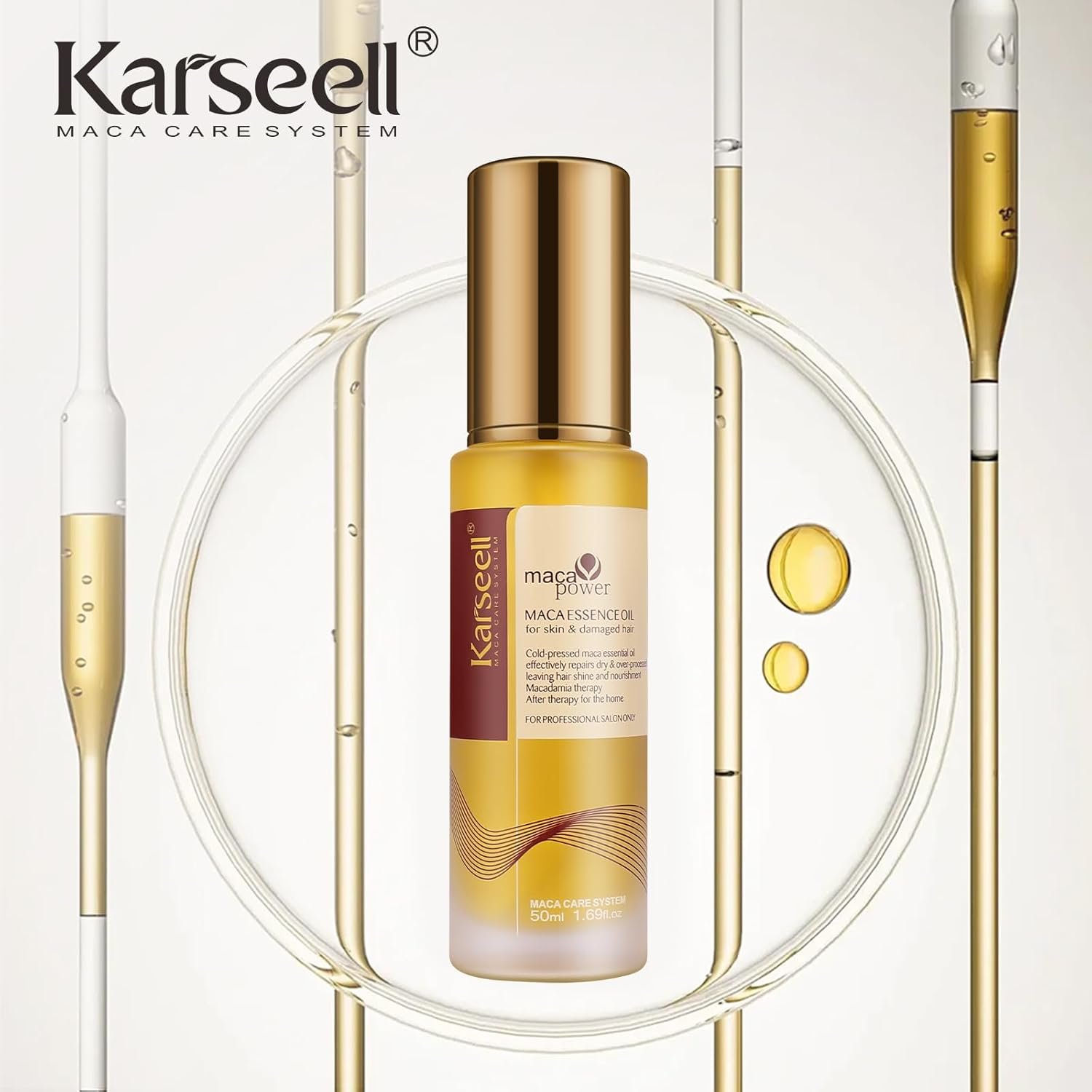 Karseell Moroccan Argan Oil for Hair Healing Cold Pressed Weightless Argan Oil Hair Serum for Dry Damaged Hair 50ml - Image 2