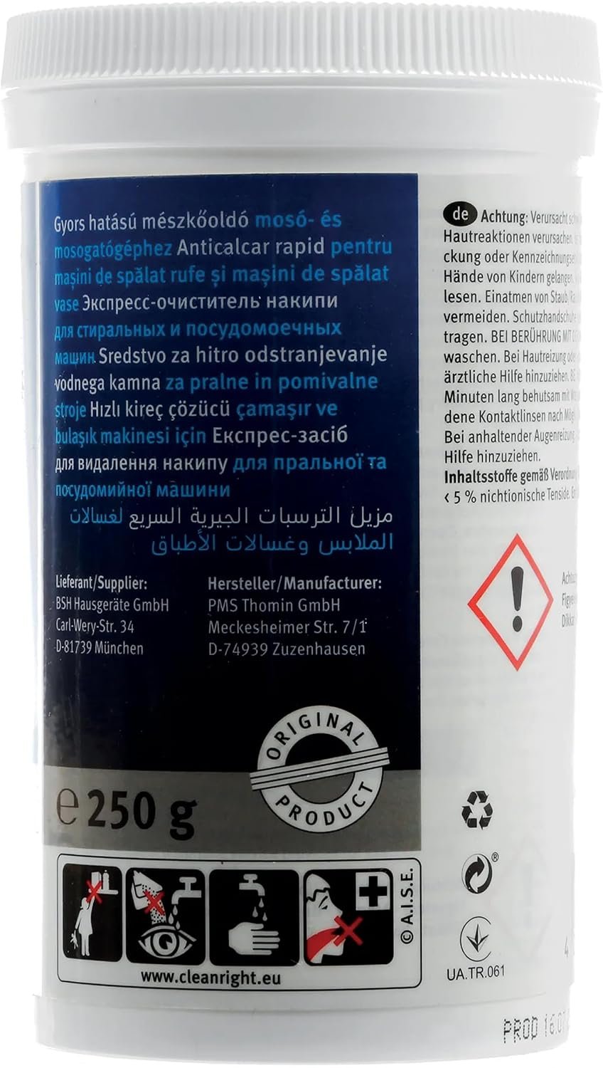 Quick Descaler 250 gr compatible with Bosch Siemens Neff Gaggenau Dishwashers and Washing Machines - Image 2