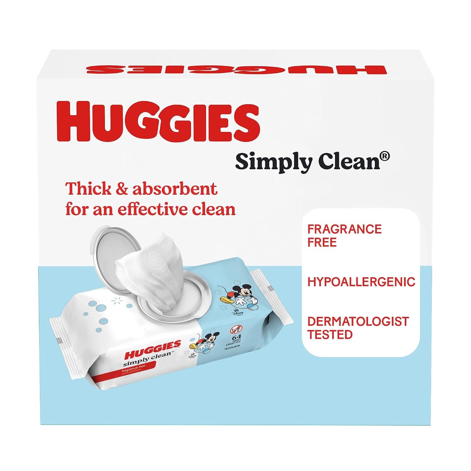 Huggies Simply Clean Unscented Baby Diaper Wipes, 1 Flip-Top Pack (64 Wipes Total), Packaging May Vary - Image 8