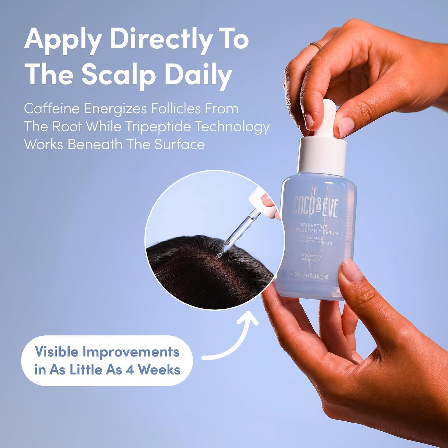 Coco & Eve Boost Therapy Tripeptide Hair Density Serum. For Thicker, Fuller Hair. Anti-Hair Loss & Shedding, Lightweight Scalp Treatment with Biotin & Caffeine for Volume & Restoration (2.03 Fl Oz) - Image 6