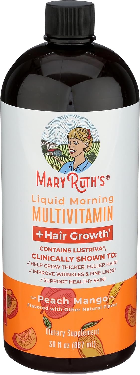 MARYRUTH'S Liquid Multivitamin + Hair Growth | Clinically Tested in Women for Thicker Hair & Facial Wrinkles | Biotin 10000mcg | Lustriva Hair Growth Supplements | Skin Care | Ages 18+ | 30 Fl Oz - Image 4