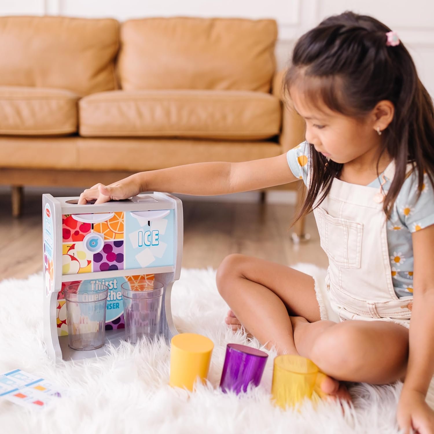 Melissa & Doug Thirst Quencher Wooden Drink Dispenser with Juice Inserts, Ice Cubes & Play Kitchen Accessories, Preschool Learning Toys for Girls & Boys 3+ - FSC Certified - Image 2