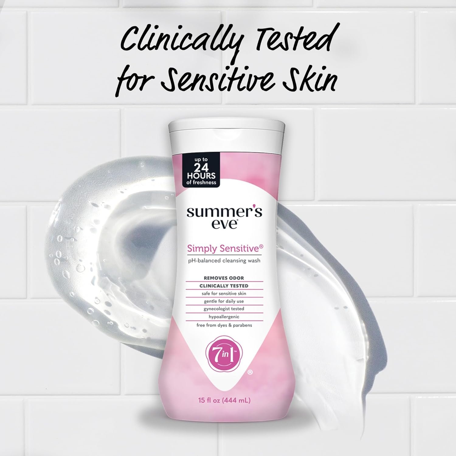Summer's Eve Simply Sensitive All-Over Daily Feminine Wash, Gentle pH-Balanced Body Wash for Women, Removes Vaginal Odor, 15 Fl Oz - Image 4