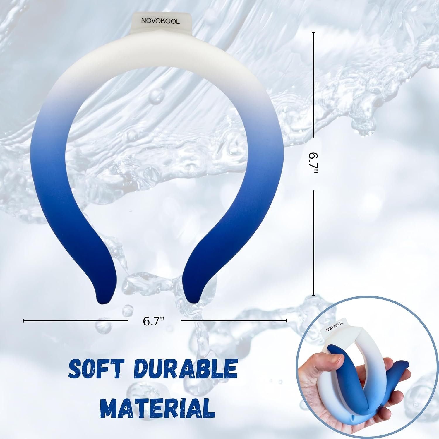 Neck Cooling Tube with Insulated Bag - Reusable Ice Ring Neck Cooler Wrap Indoor Outdoor - Wearable Cooling Ring - Relief for Summer and Hot Flashes - Freezes Under 64℉ (Blue and White) - Image 8