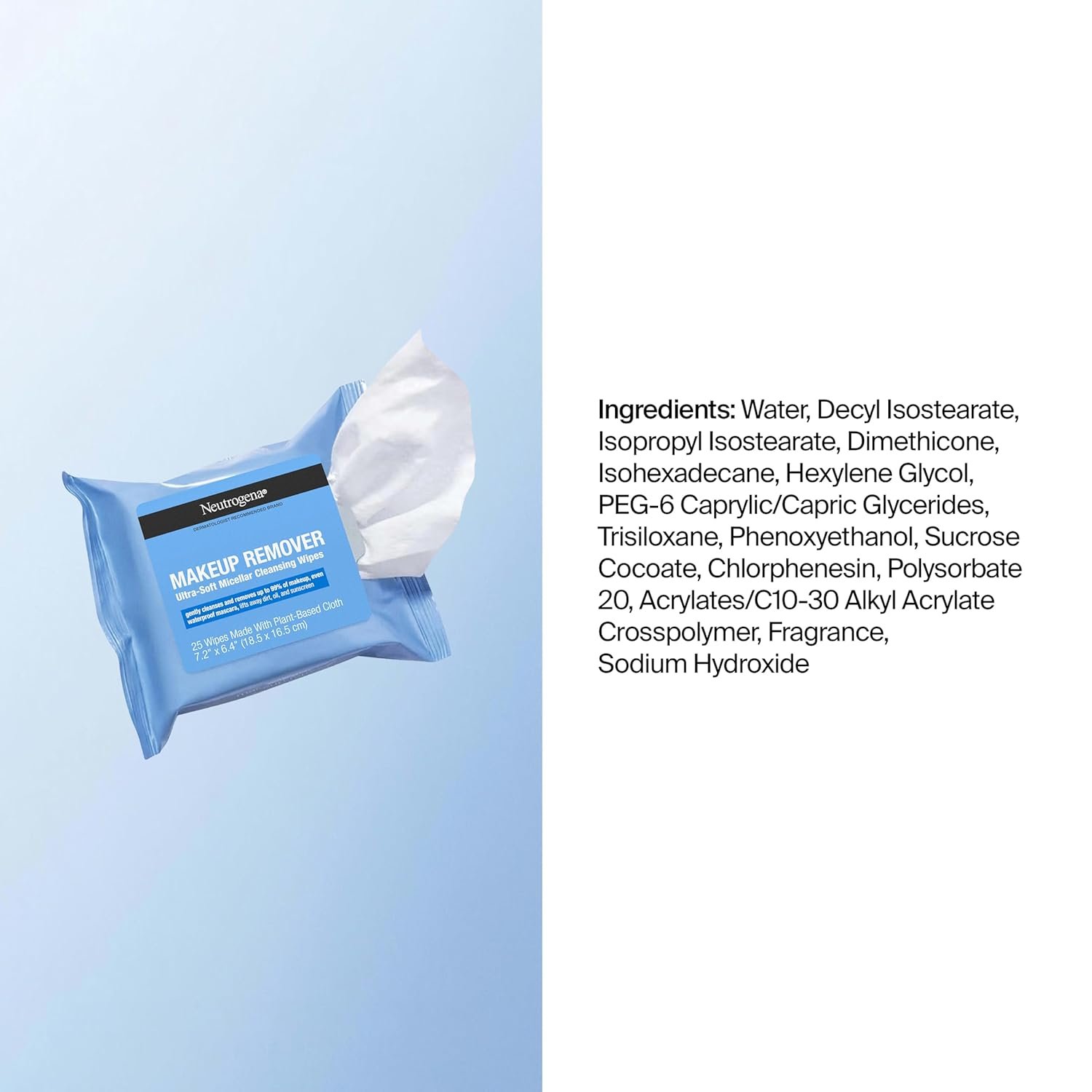 Neutrogena Makeup Remover Micellar Wipes for Face Daily Gently Removes Oil Dirt and Waterproof Makeup in a Simple Fully Plant-Based Cloth, 2 pack of 25 ct - Image 8