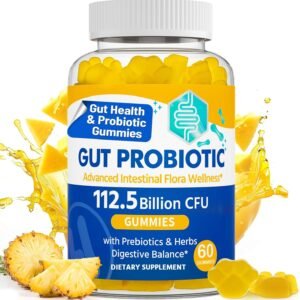 Gut Health & Probiotic Gummies, 112.5 Billion CFU, Sugar Free – 8 Strains + Prebiotics + Herbs – for Digestive, Immune, Diarrhea & Bloating – Gut Health for Women & Men, 60 Counts Probiotics Gummies