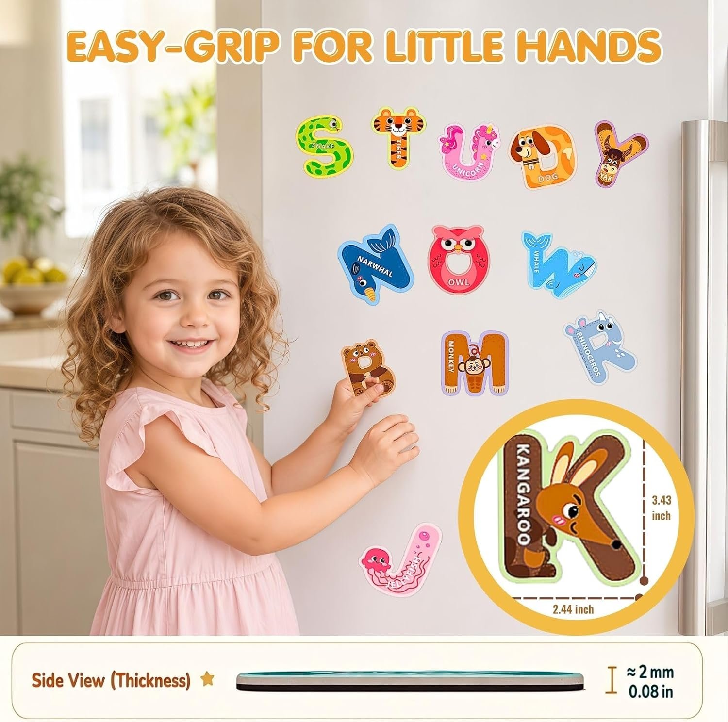 Magnetic Letters, 26 Uppercase Alphabet Magnets Fridge Magnets for Toddlers & Kids ABC Magnets for Fridge & Whiteboard, Letter Recognition & Early Spelling Learning Toys - Image 4