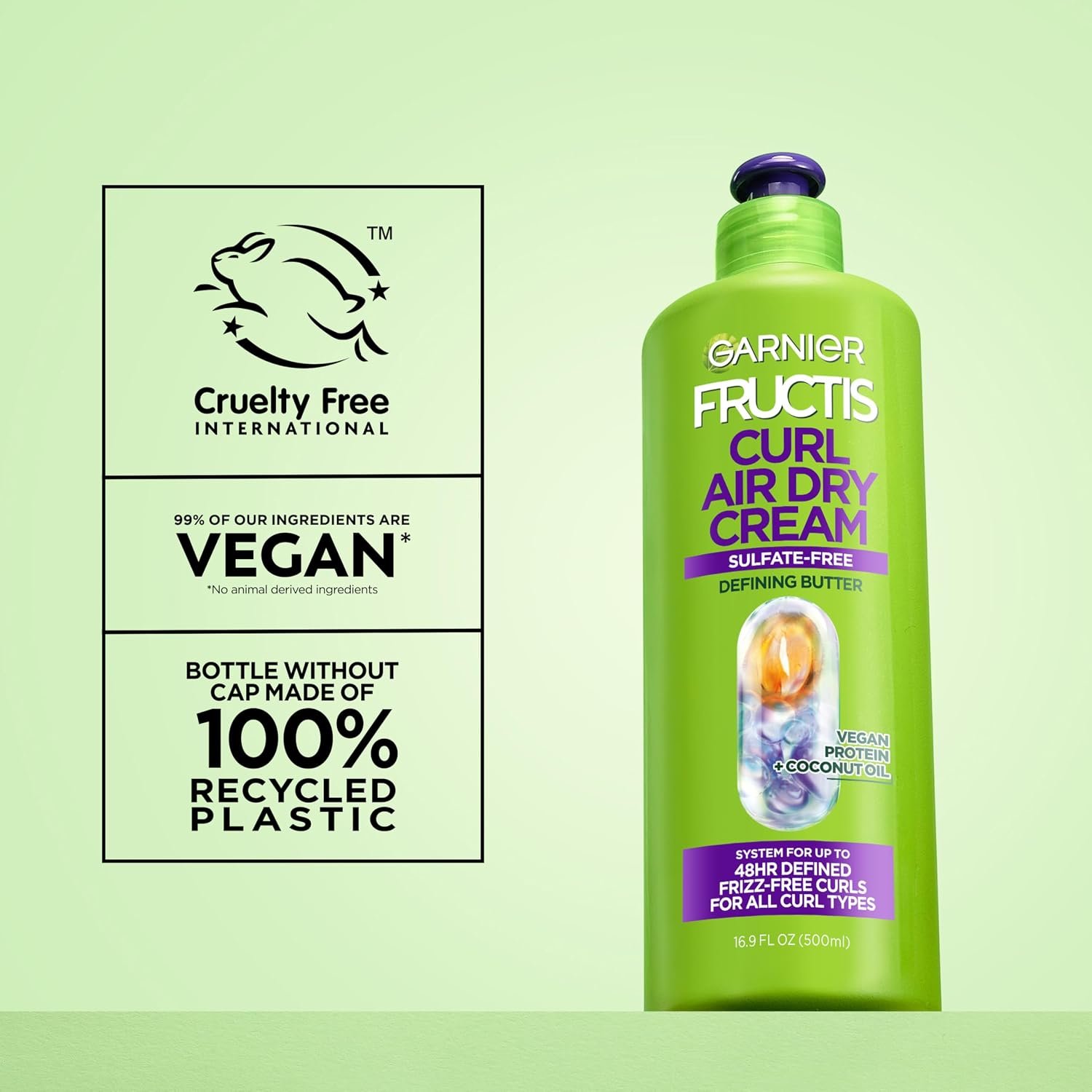 Garnier Fructis Curl Nourish Air Dry Cream XL Leave In Conditioner, Sulfate-Free Curl Defining Cream For Moisture and Frizz Control Waves, Curls, and Coils, Value Size, 16.9 Fl Oz - Image 11