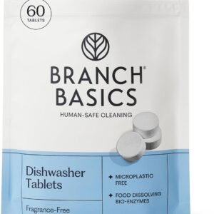 Branch Basics Dishwasher Tablets – 60 Ct | Plastic-Free, Fragrance-Free, Human-Safe, Dishwasher Pods Replacement | Delivers a Powerful Clean Without Harsh Chemicals