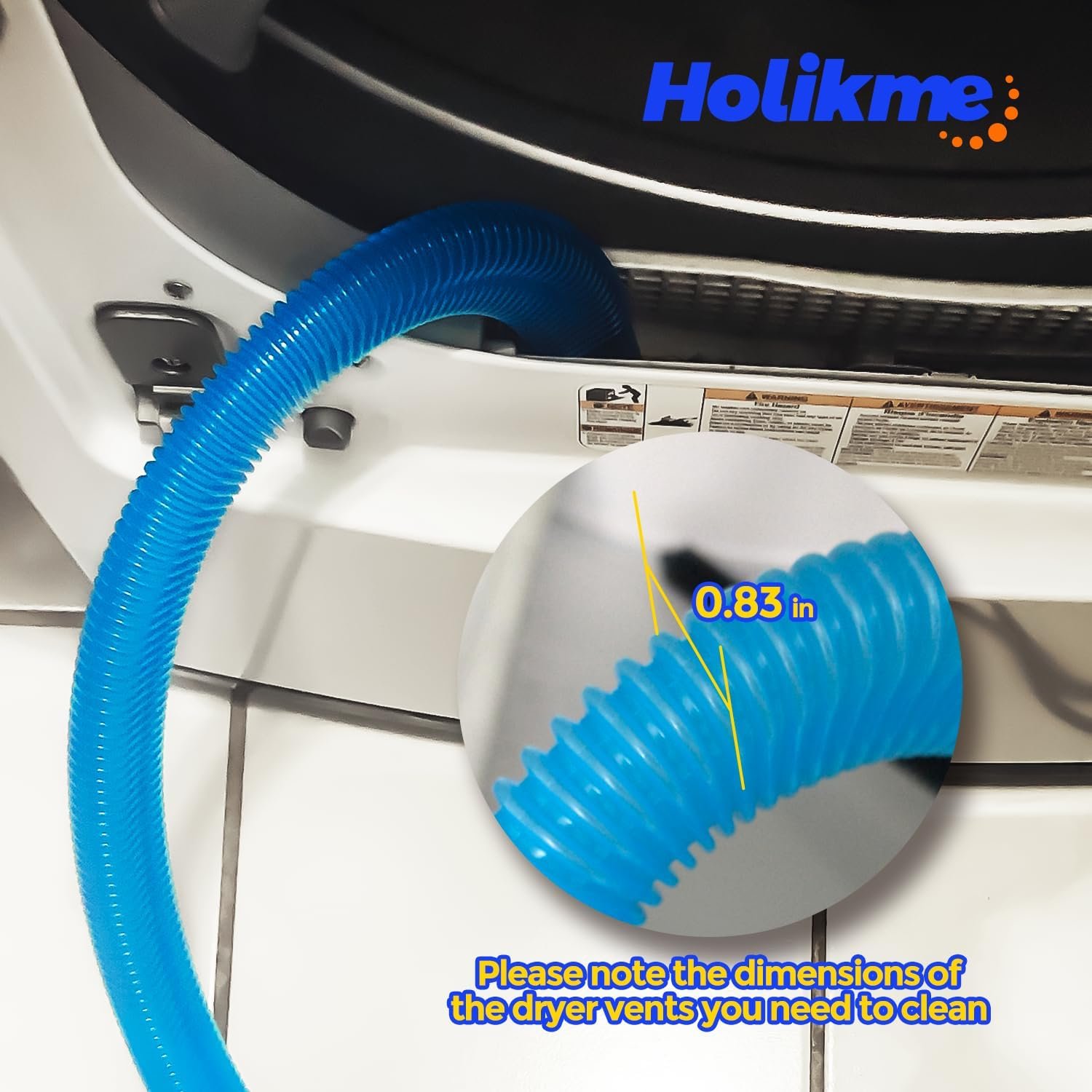 Holikme Dryer Vent Cleaner Kit Dryer Lint Vacuum Attachment Brush, Lint Remover, Dryer Vent Vacuum Hose Replacement Parts,Duct Cleaning,Blue - Image 4