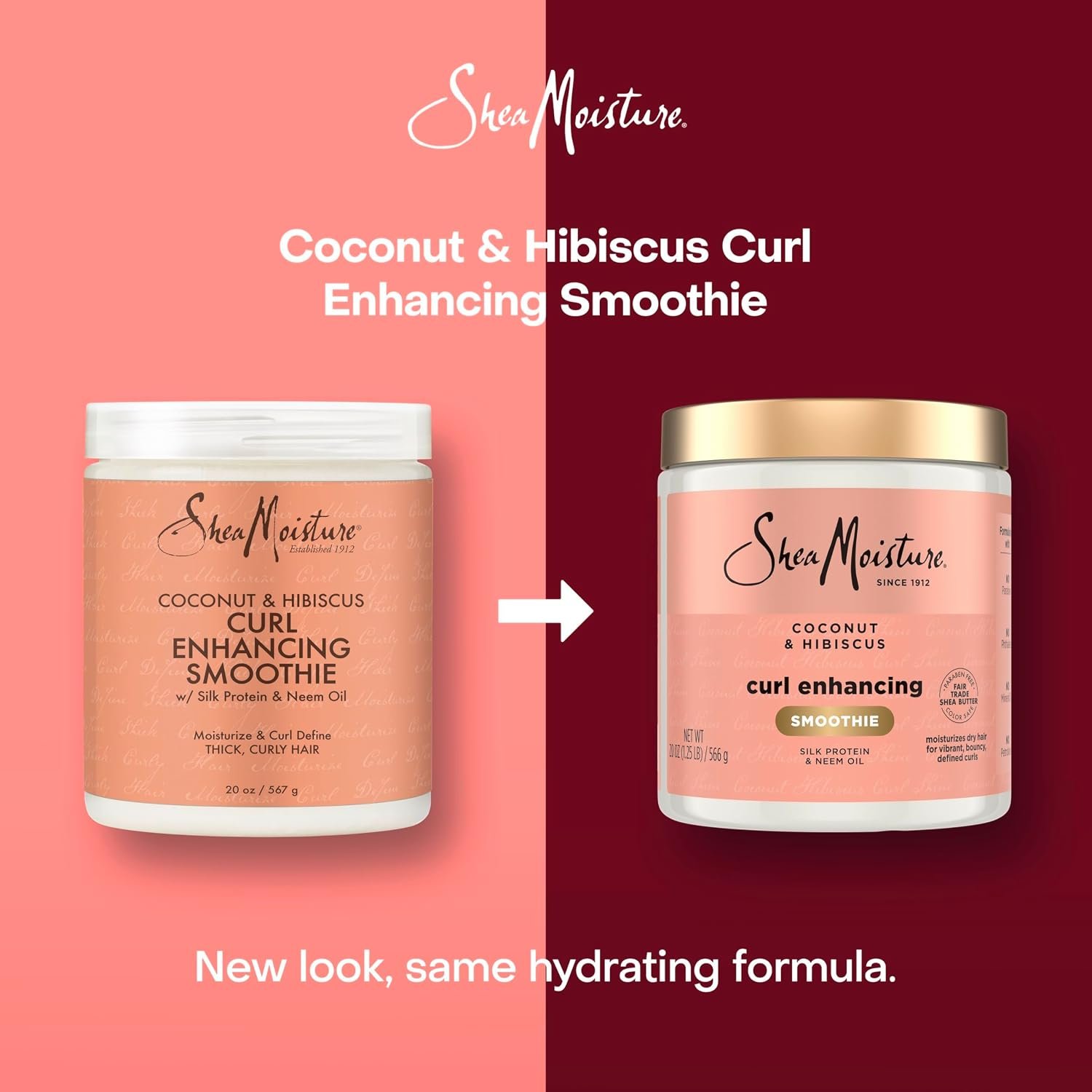 SheaMoisture Curl Enhancing Smoothie Hair Cream Coconut and Hibiscus for Thick, Curly Hair Sulfate Free and Paraben Free Curl Cream 20 oz - Image 3