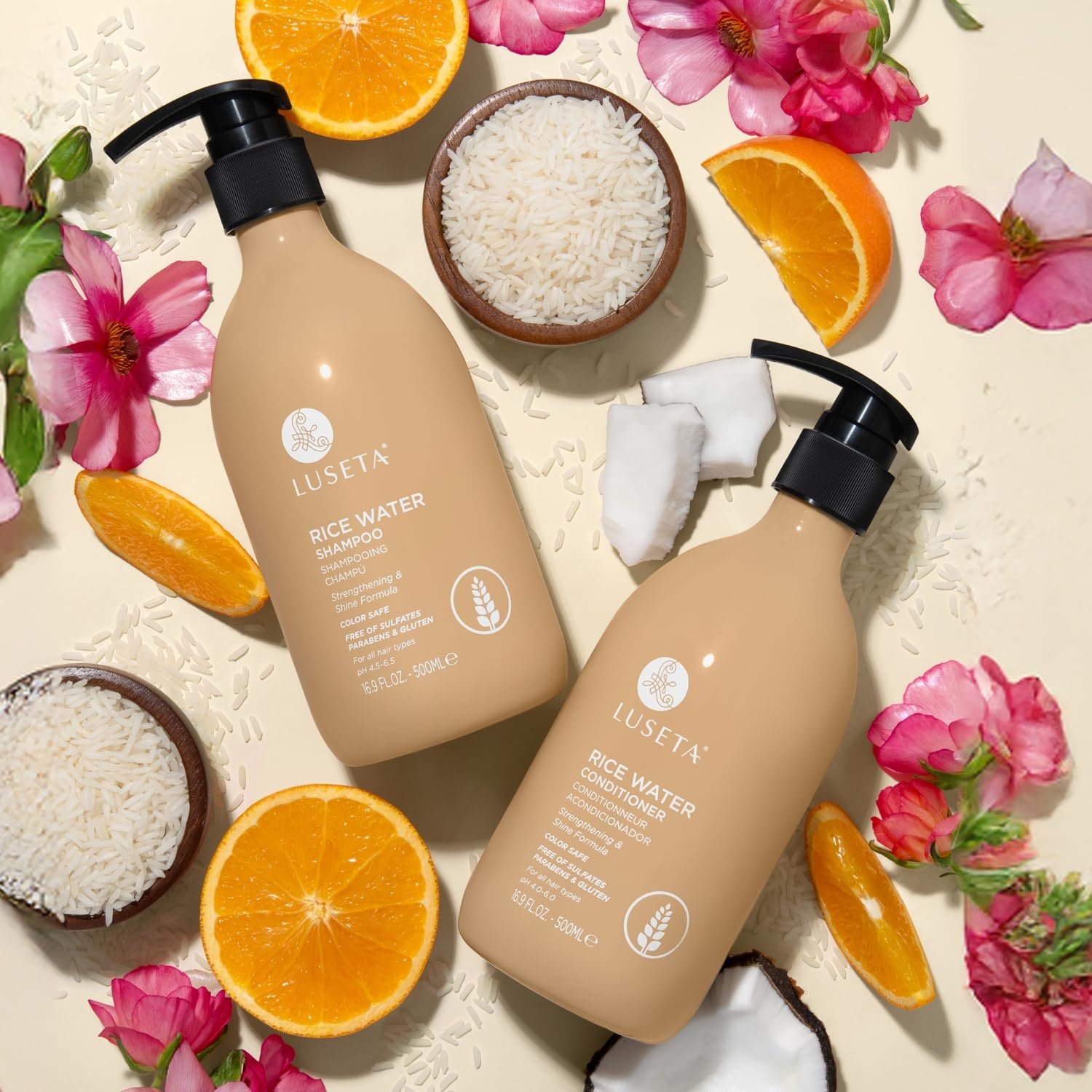 Luseta Rice Water Shampoo and conditioner Set Strengthening & Nourishing Revitalizes Shine for All Hair Types Hydrating & Frizz Control for Women and Men 16.9oz*2 - Image 9