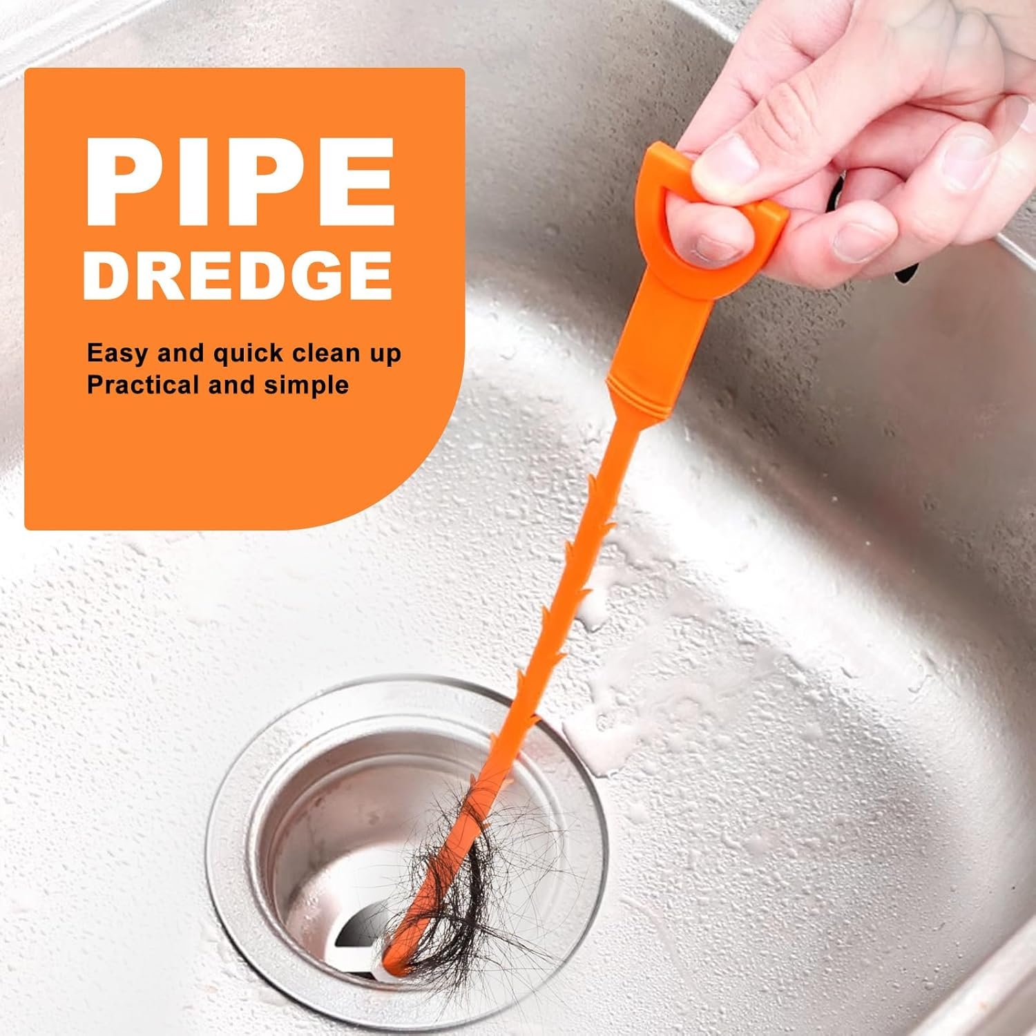 Drain Snake Clog Remover - 4 Pack 20 Inch Flexible Hair Drain Removal Tool for Sink, Shower, Tub & Toilet, Drain Cleaner with Grip Handle - Easy Use Kitchen & Bathroom Drain Opener - Image 4