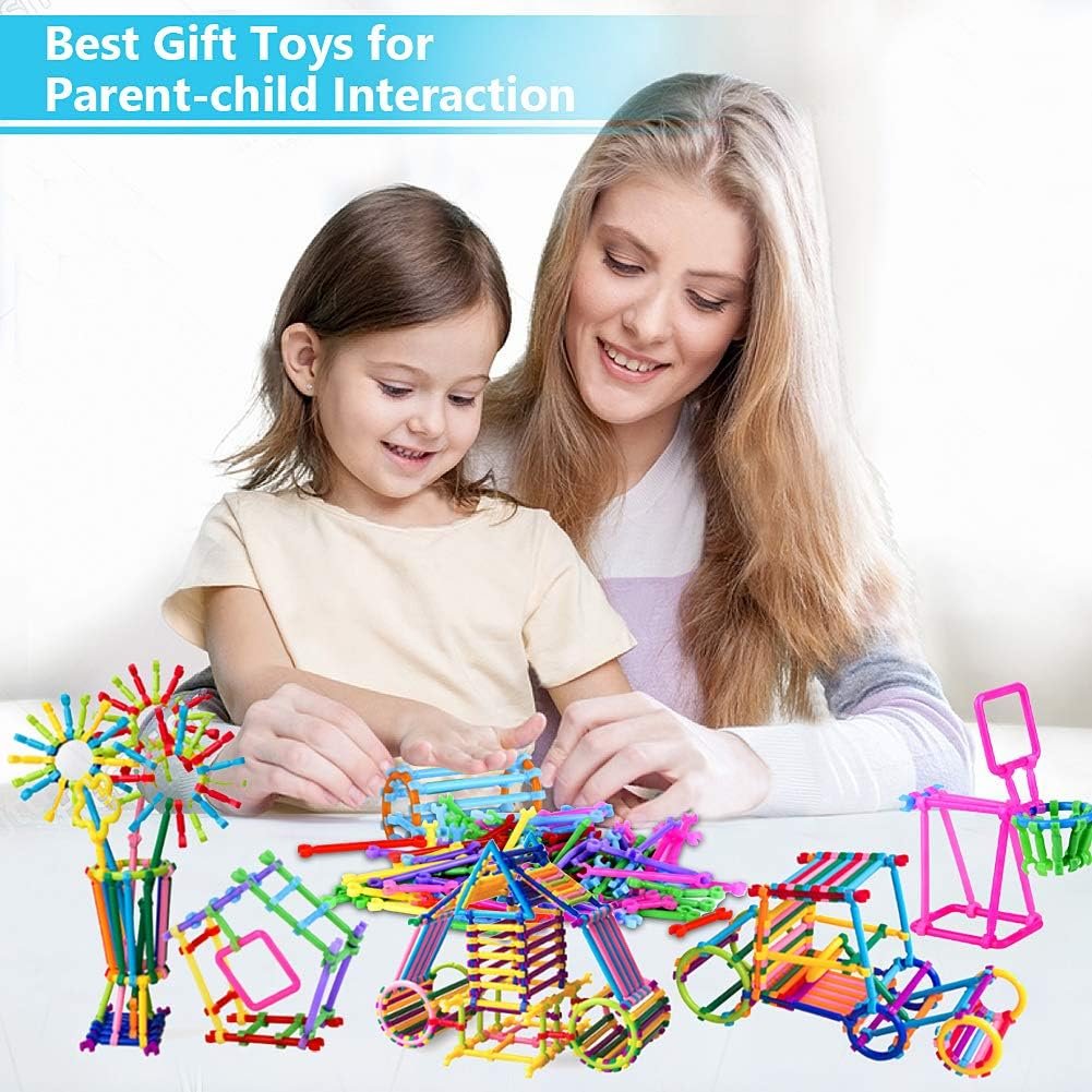Juboury 1054Pcs Building Toy Building Blocks Bars Different Shape Educational Construction Engineering Set 3D Puzzle, Interlocking Creative Connecting Kit, Great STEM Toy for Both Boys and Girls - Image 7