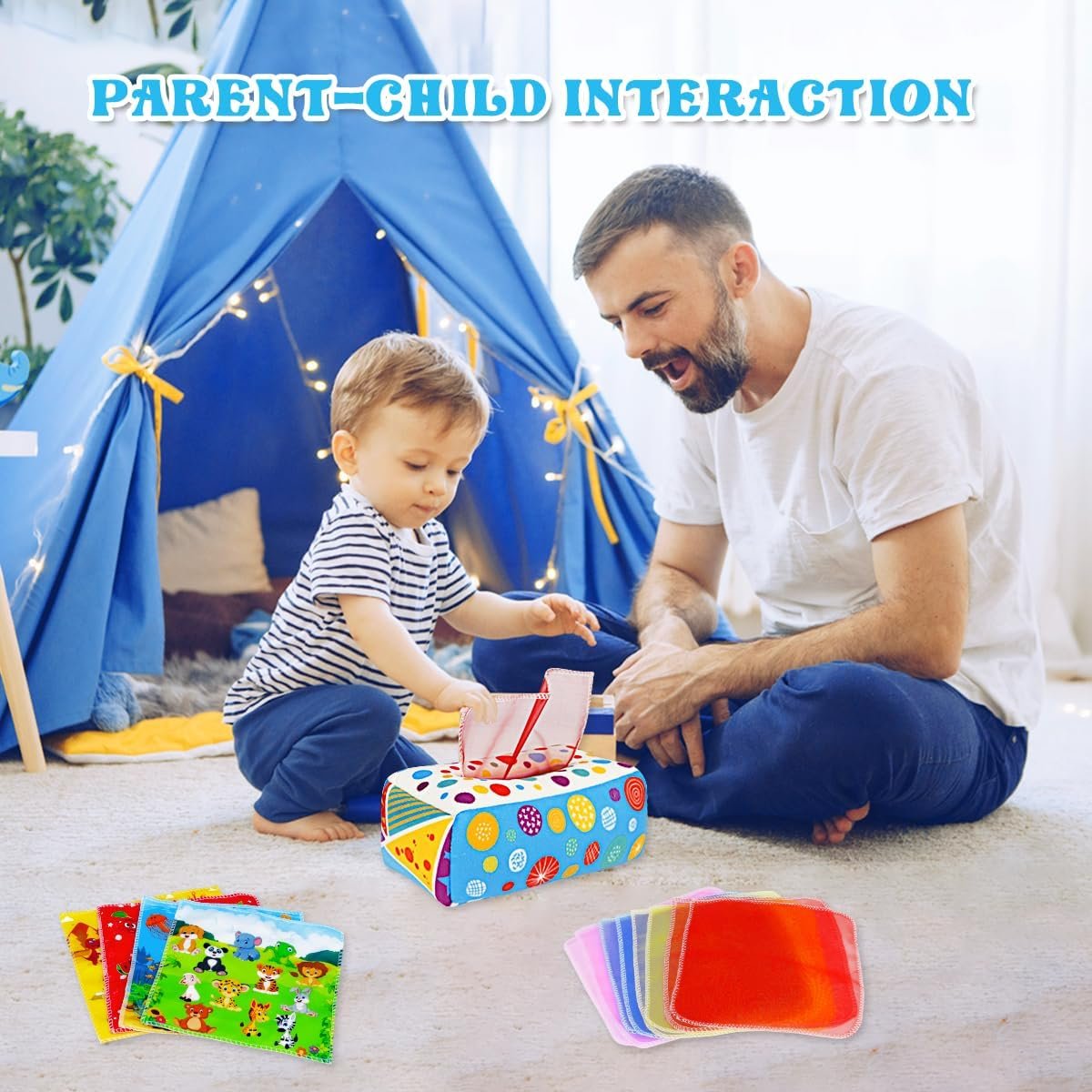 Baby Toys 6 to 12 Months - Baby Tissue Box Toys Montessori Toys for Babies 6-12 Months Soft Crinkle Infant Sensory Toys for 1 Year Old Early Learning Toys Baby Boys Girls Gifts - Image 3