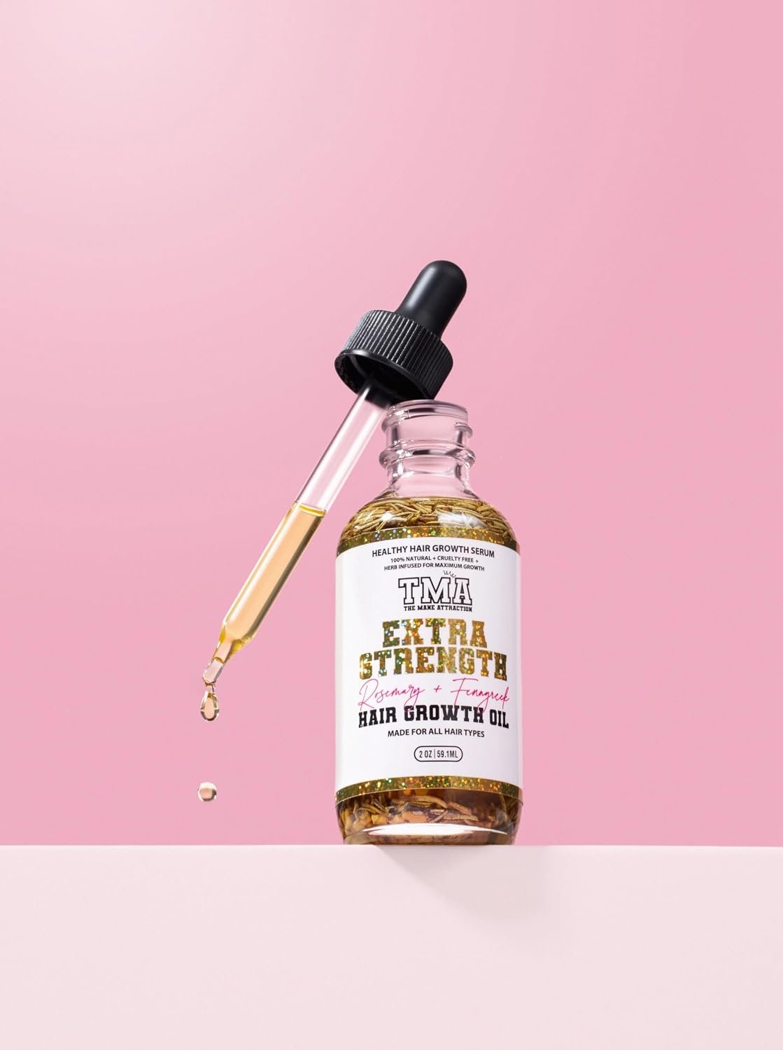 The Mane Attraction Extra-Strength Herbal Hair Growth Oil, Rosemary & Fenugreek Blend, Castor & Vitamin E Infusion, Scalp-Nourishing for All Hair Types, 2 Fl Oz - Image 6