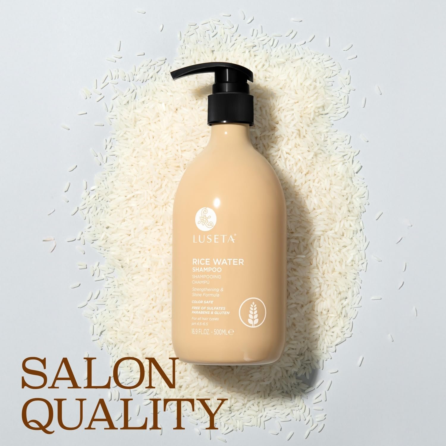 Luseta Rice Water Shampoo Strengthening & Nourishing Revitalizes Shine for All Hair Types Hydrating & Frizz Control for Women and Men 16.9oz - Image 3