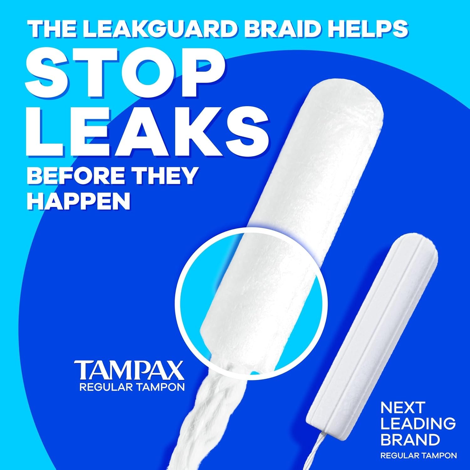 Tampax Compact Pearl Tampons for Women Multipack, with LeakGuard Braid & Extendable Applicator, Regular/Super/Super Plus Absorbency, Compact Extendable Applicator, Unscented, 45 Count - Image 3