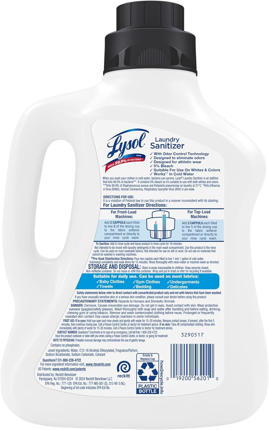 Lysol Tough Odor Eliminator Laundry Sanitizer Additive, Sanitizing Liquid for Gym Clothes and Activewear, 0% Bleach, Eliminates Odor Causing Bacteria, 90oz - Image 13