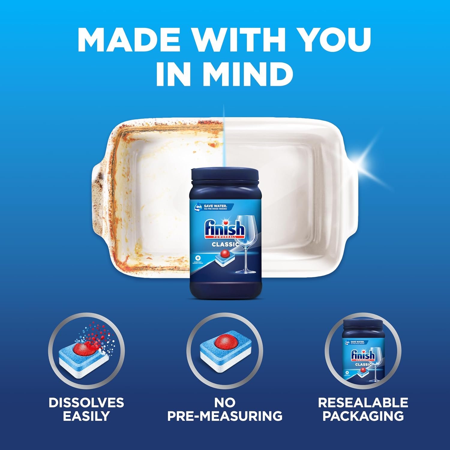 Finish Classic Dishwasher Pods, No Pre-Rinse Dishwasher Detergent Soap For Clean & Shine Everyday with Grease Fighting Power, 84 Count - Image 5