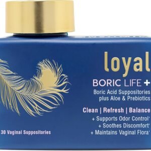 Loyal Boric Life Plus – Boric Acid Suppositories with Aloe & FOS – Supports Odor Control – Soothes Discomfort – Maintains Intimate Flora – Made in USA (30 Count)