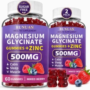 Magnesium Glycinate Gummies 500mg, Sugar Free Magnesium Gummies for Adults and Kid, High Absorption Chewable Magnesium Supplement for Body Support, Relaxation Muscle Relief and Zzz, Vegen, 120 Count