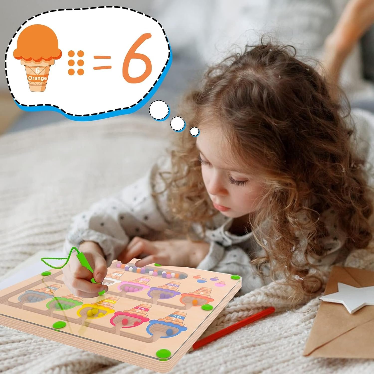 MTYOKILN Magnetic Color & Number Maze - Montessori Wooden Color Matching Learning Counting Puzzle Board - Toddler Fine Motor Skills Toys for Boys Girls 2 3 4 Years Old - Image 3