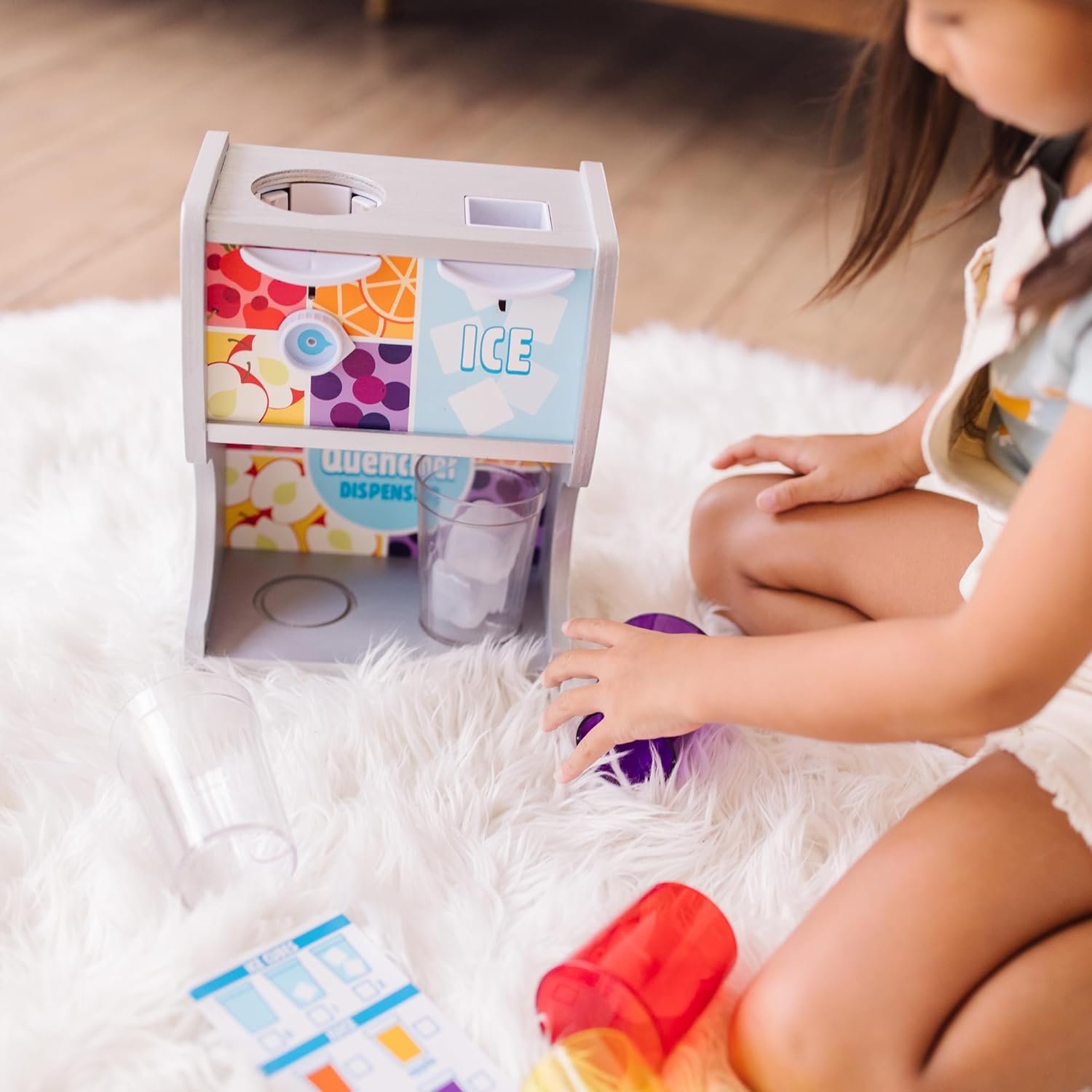 Melissa & Doug Thirst Quencher Wooden Drink Dispenser with Juice Inserts, Ice Cubes & Play Kitchen Accessories, Preschool Learning Toys for Girls & Boys 3+ - FSC Certified - Image 8
