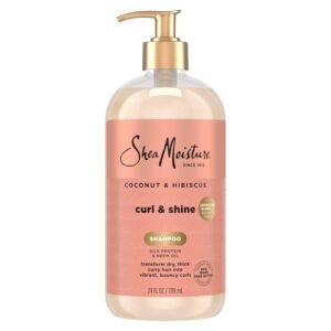 Shea Moisture Shampoo Coconut and Hibiscus, for Thick, Curly Hair, to Cleanse & Hydrate, 24 Fl oz