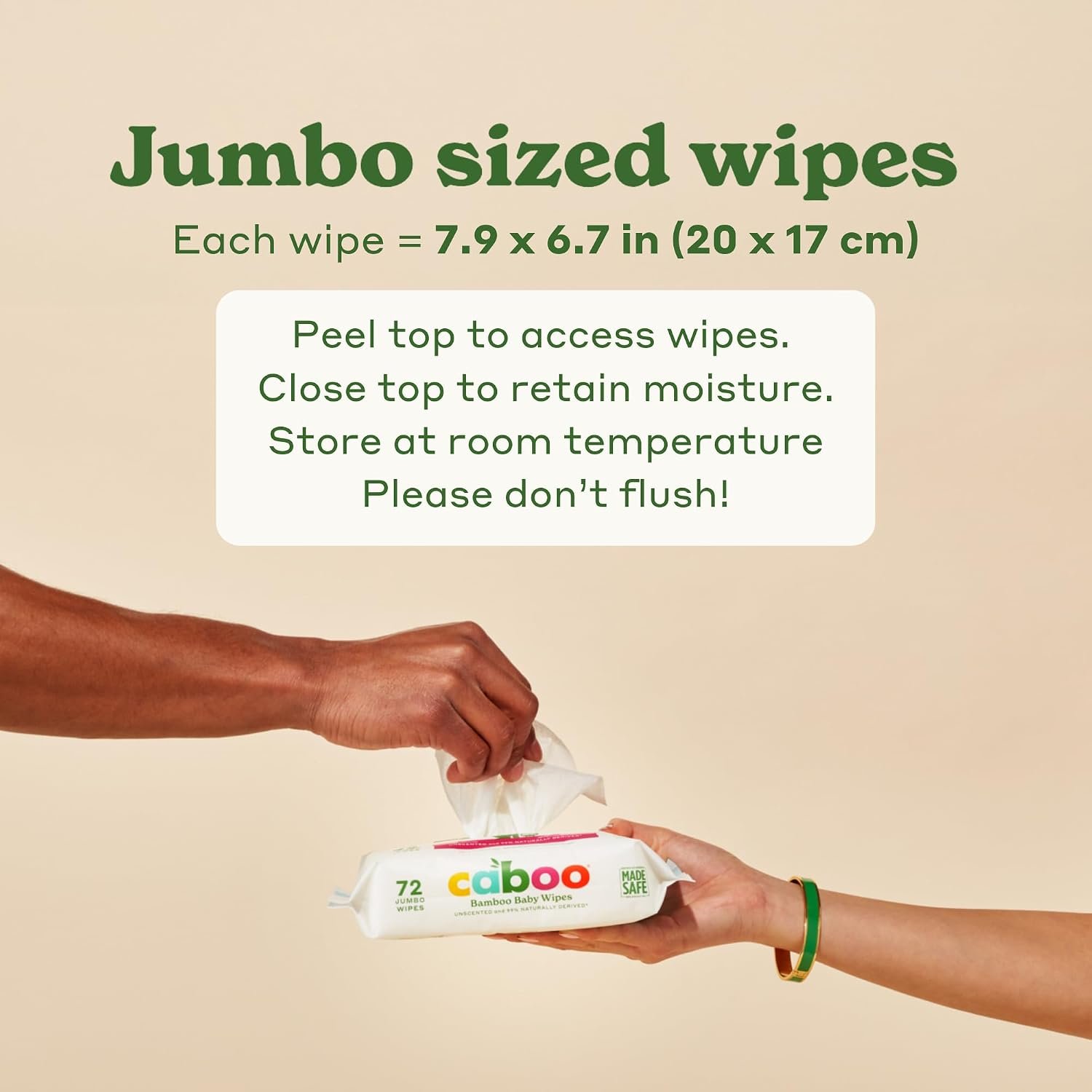 Caboo Baby Wipes, Made with Bamboo Viscose, Certified Made Safe Ingredients, Unscented Baby Wipes Good for Sensitive Skin, 72 Wipes Per Travel Pack, Bulk Total of 864 Wet Wipes - Image 6