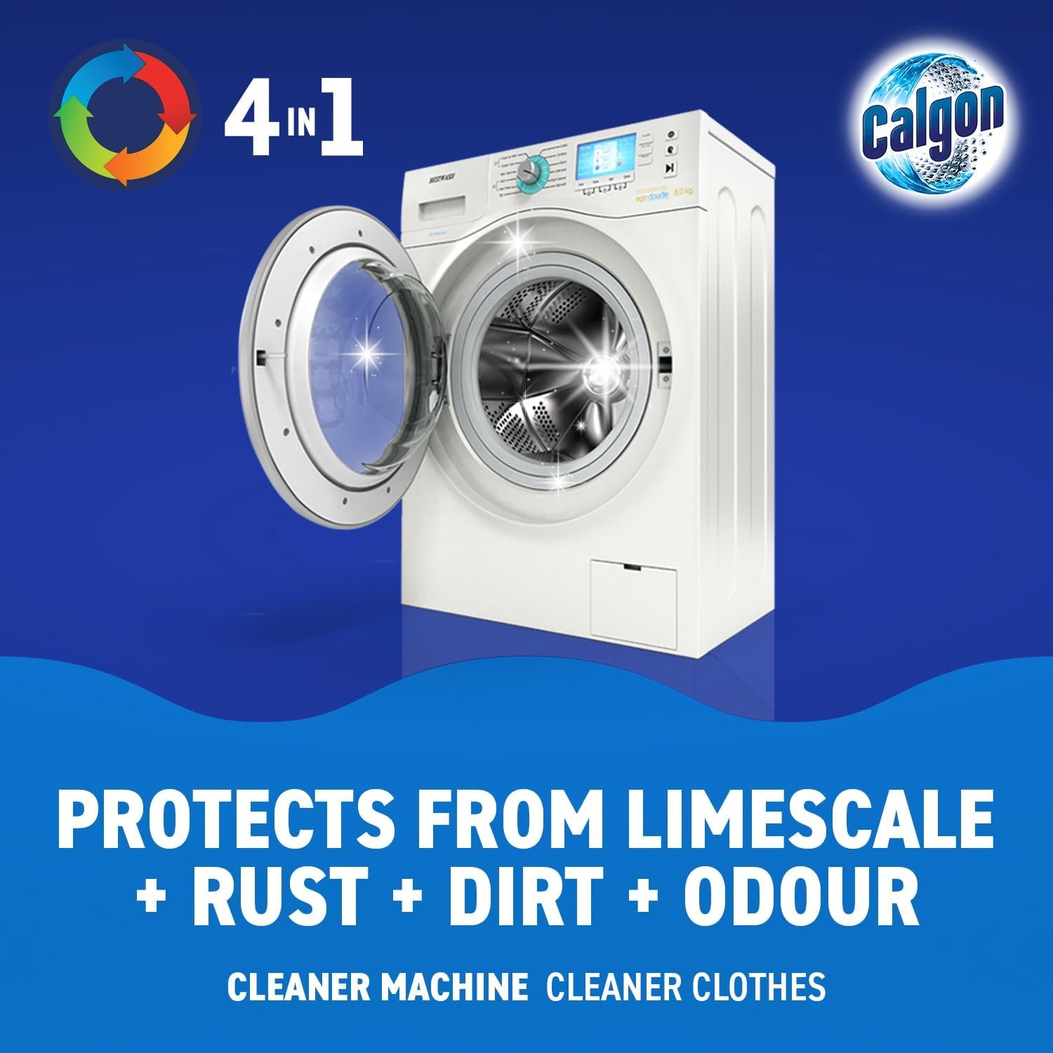 Calgon 4-in-1 Washing Machine Cleaner and Water Softener Tablets, 75 Count, Removes Limescale, Residue, Dirt, Rust & Malodours, Deep Clean, XL Pack Size - Image 2