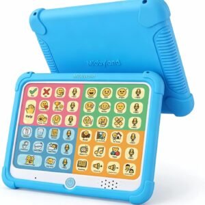 MibbyTalk AAC Device for Autism & Nonverbal Kids and Adults, Communication Tool for Home & School Use and Speech Therapy – 32 Preset Buttons, 11 Recordable Buttons with Stickers, Silicone Case, Blue