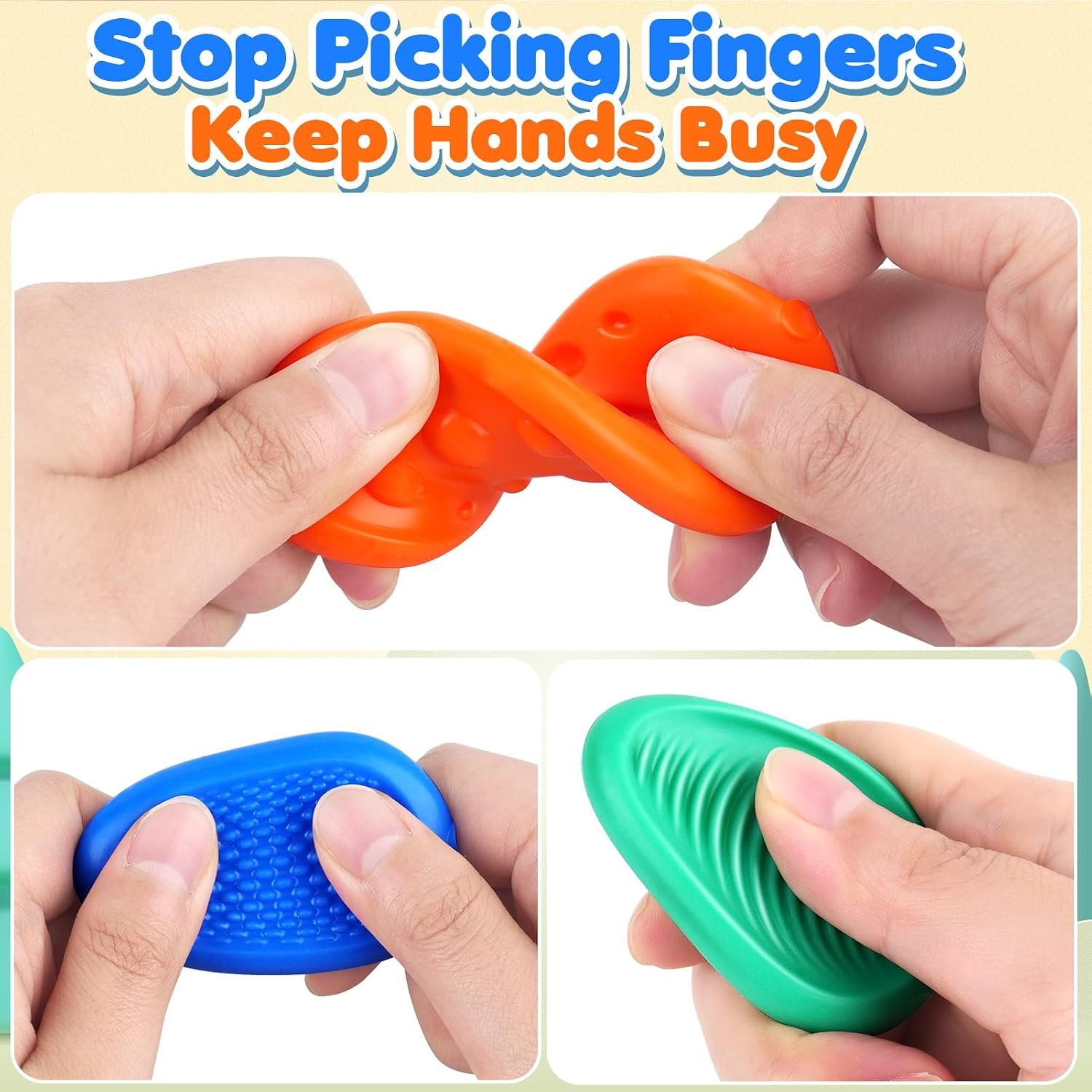 Fidget Toys Sensory Stone for Kids: 6 Pack Textured Soft Worry Stone for Autism Kids Calming - Fidget Stress Toys for Students Stress Relief - Small Prizes Fidget Toys - Image 3