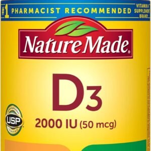 Nature Made Vitamin D3 2000 IU (50 mcg), Vitamin D Supplement for Bone, Teeth, Muscle and Immune Health Support, 100 Tablets, 100 Day Supply