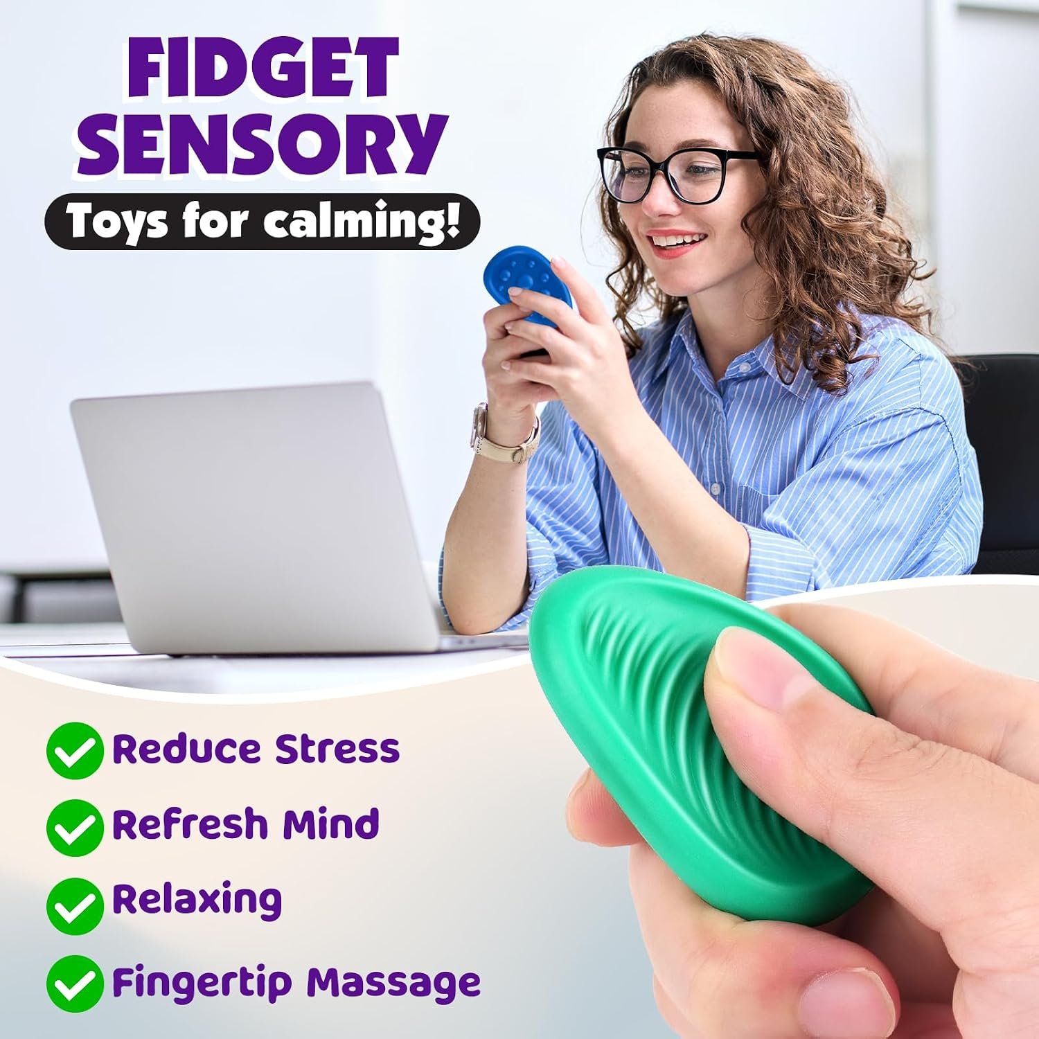 Fidget Toys Adults Sensory Stone: 6 Pack Textured Worry Stone for Autism Kids Calming Down - Fidget Stress Toys for Stress Relief - Small Students Prizes Fidget Toys - Image 5