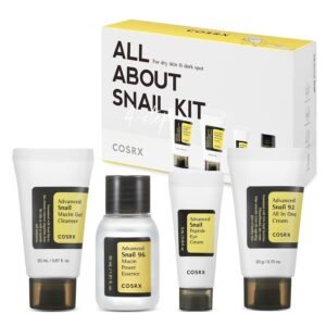 COSRX All About Snail Mucin Korean Skin Care Set, Mini Travel Essentials, Travel Size Gift Set with Snail Mucin Face Wash, Serum, Moisturizer & Eye Cream, Rejuvenating Kit, Mothers Day Gifts for Mom