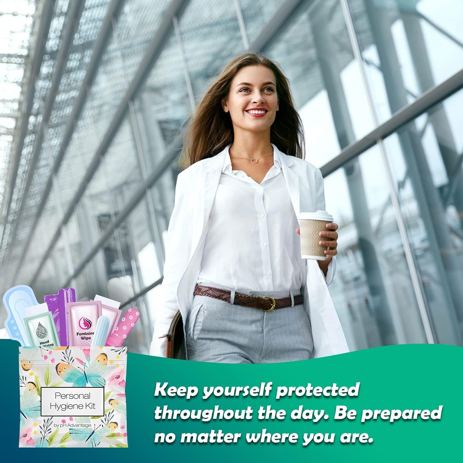 Menstrual Kit All-in-One 10 Pack | Convenience on The Go | Period Kit Pack for Travelling, Tweens & Teenager | Individually Wrapped Feminine Hygiene Product (Butterflies) - Image 3