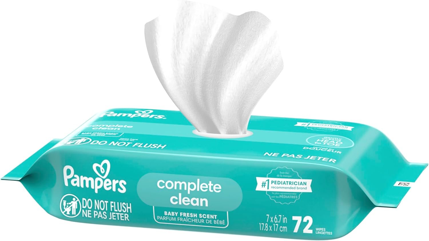 Pampers Baby Wipes, Complete Clean Baby Fresh Scented Wipe, Gently Cleans Head to Toe, 864 Total (12 Flip-Top Packs) - Image 11