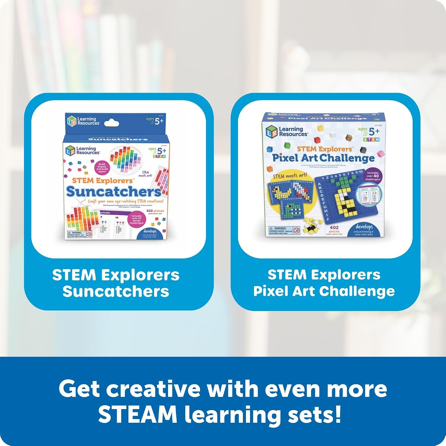Learning Resources STEM Explorers Pixel Art Pro - Critical Thinking, Math Manipulatives, Problem Solving Skills, Pattern Blocks, Brain Games, Montessori, Fine Motor Skills, Gifts for Boys and Girls - Image 8