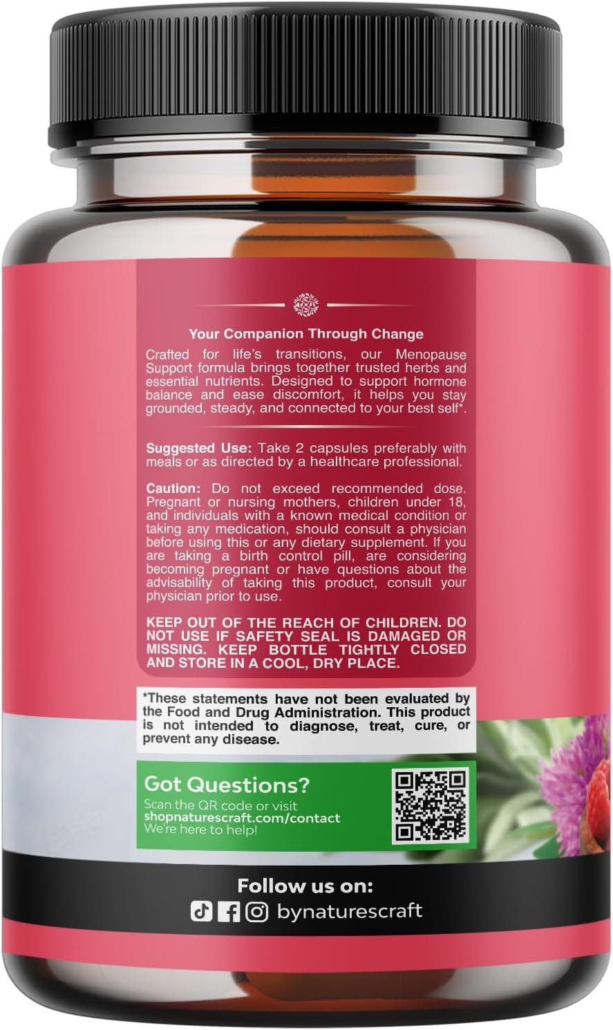 Natures Craft Complete Herbal Menopause Supplement for Women - Female Hormone Balance Capsules for Night Sweats Hot Flashes & Mood Swings with Dong Quai, Chaste Berry & Black Cohosh Root - 120 Count - Image 9