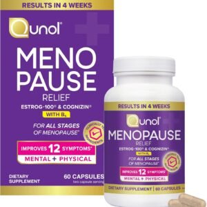 Qunol Menopause Relief Capsules, Peri to Post, Results in 4 Weeks, Hormone Free Support for Fatigue, Brain Fog, Hot Flashes, Night Sweats, Mood Swings & Sleep Disturbances, Plus Vitamin B6, 60 Count
