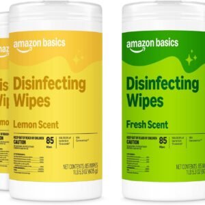 Amazon Basics Disinfecting Wipes, Lemon & Fresh Scent, Sanitizes, Cleans, Disinfects & Deodorizes, 255 Count (3 Packs of 85), Packaging May Vary
