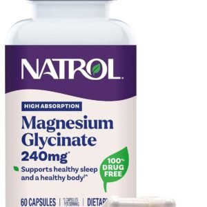 Natrol High Absorption Magnesium Glycinate 240 mg, Supports Healthy Sleep & Body, 60 Capsules