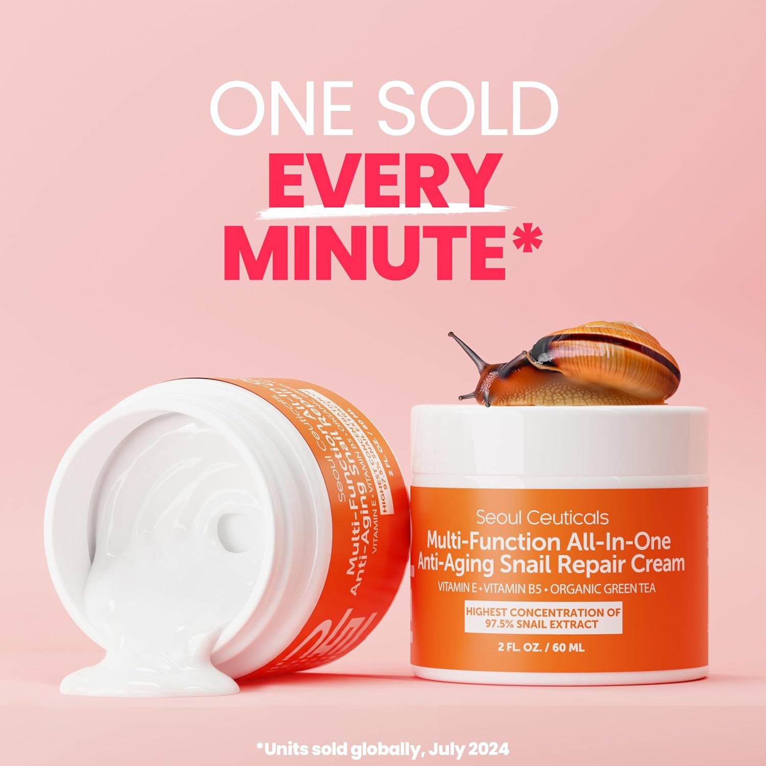 SeoulCeuticals Snail Mucin Moisturizer 97.5% - Korean Skin Care Snail Repair Cream - Day & Night Anti Aging K Beauty Skincare Cruelty Free 2oz - Image 6