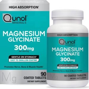 Qunol Magnesium Glycinate 300mg, 100% Glycinate Chelated Magnesium Supplement, 90ct Tablets
