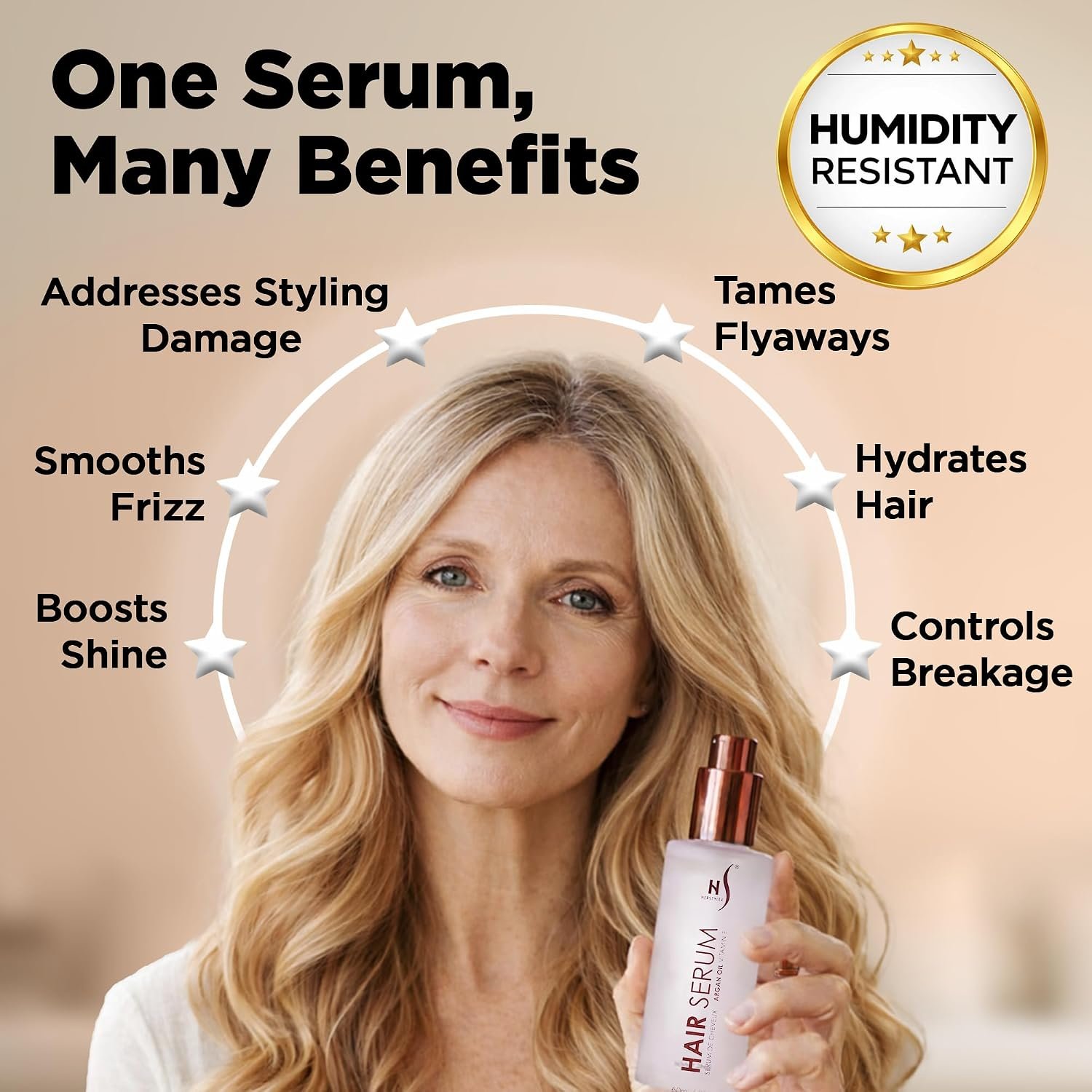 HerStyler Hair Repair Serum - Argan Oil Hair Serum for Frizzy and Damaged Hair - For Frizz, Styling and Shine - Lightweight - Hydrating - Fast Absorbing - For Thicker, Fuller Hair - 2 Fl Oz - 1 Pack - Image 5