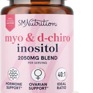 Myo-Inositol & D-Chiro Inositol for Hormone Balance for Women | Fertility, Ovarian Health & Cycle Support | Ideal 40:1 Ratio, Myoinositol 2000mg & D Chiro 50mg | Ovarian Support Vitamins | 120 Ct.